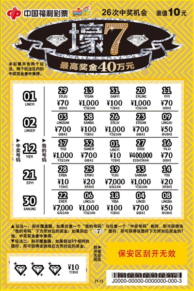 彩票背面示意图