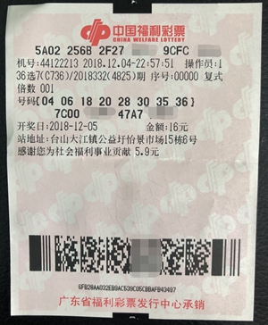 江门彩民喜中南粤风采"36选7"501万大奖