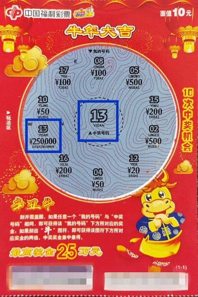 中奖彩票(牛年大吉)